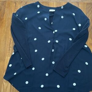 Loft outlet mix material polka dot top